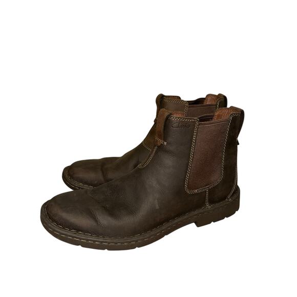 Clarks Stratton Hi Chelsea Boots Brown Sz 10M - Picture 1 of 9